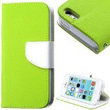 myLife Spring Bud Green and White {Solid Colors Design} Faux Leather (Card, Cash and ID Holder + Magnetic Closing) Slim Wallet for the iPhone 5C Smartphone by Apple (External Textured Synthetic Leather with Magnetic Clip + Internal Secure Snap In Hard Rubberized Bumper Holder)